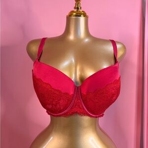 Elegant Red Lace Women's Bra Padded
